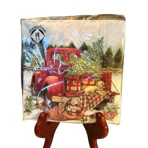 Mesafina Christmas Holidays Dog Old Truck 3 Ply Paper Napkin 40 Ct Germany Made